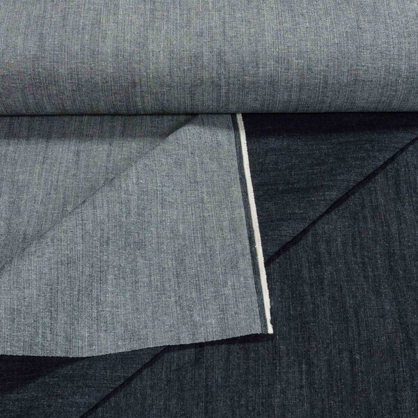 Bavlněná riflovina (denim, džínovina) modrá žíhaná č.7, klasická, š.160cm, 380 g/m2, 100% bavlna (látka v metráži)
