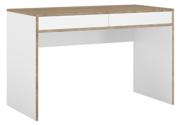 Dřevěný psací stůl se šuplíky do dětského pokoje TUTU bílý, dub sonoma