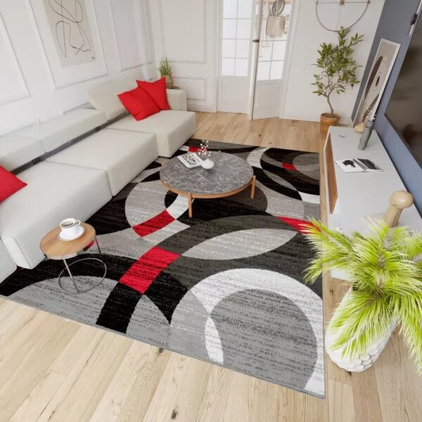 Makro Abra Kusový koberec moderní MAYA Z984B šedý červený Rozměr: 120x170 cm