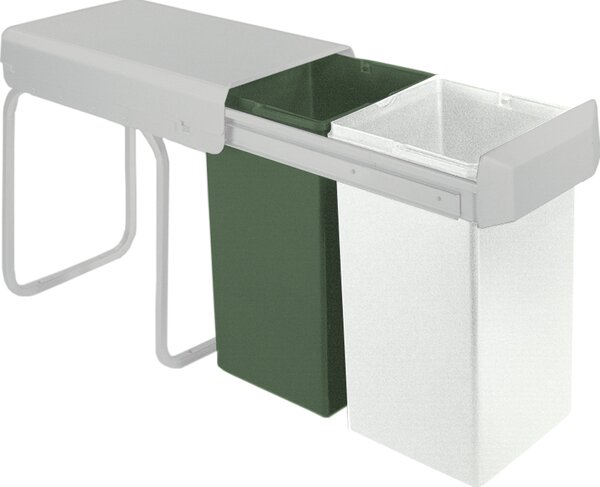 WESCO odpadkový koš Double Boy 30 l 30L (2x15 liter) od 30 cm skříně: koš zelená bílá/rám bílý