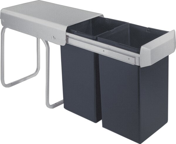 WESCO odpadkový koš Double Boy 30 l 30L (2x15 liter) od 30 cm skříně: koš antracitový/rám stříbrný