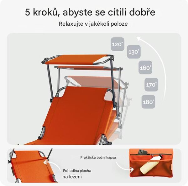 Deuba Zahradní lehátko Ibiza - oranžové