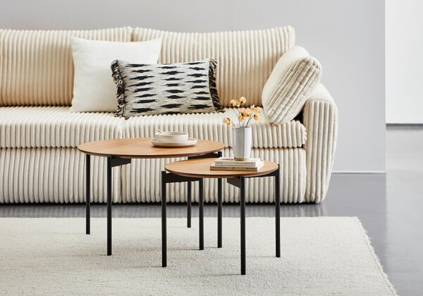 SADA ODKLÁDACÍCH STOLKŮ, přírodní barvy, černá, kov, kompozitní dřevo, 70/50/45/42/70/50 cm MID.YOU - Online Only konferenční stolky, Online Only