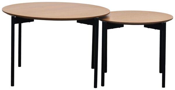 SADA ODKLÁDACÍCH STOLKŮ, přírodní barvy, černá, kov, kompozitní dřevo, 70/50/45/42/70/50 cm MID.YOU - Online Only konferenční stolky, Online Only