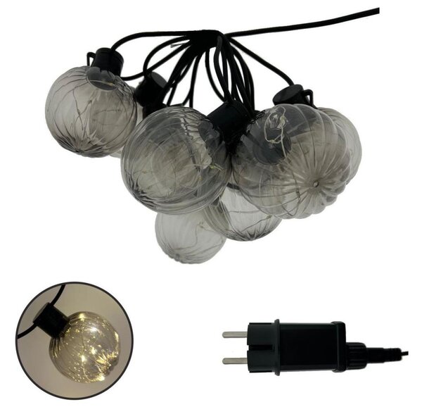 LED Venkovní dekorační řetěz 10xLED/0,15W/230V 6,8 m IP44 černá/kouřová