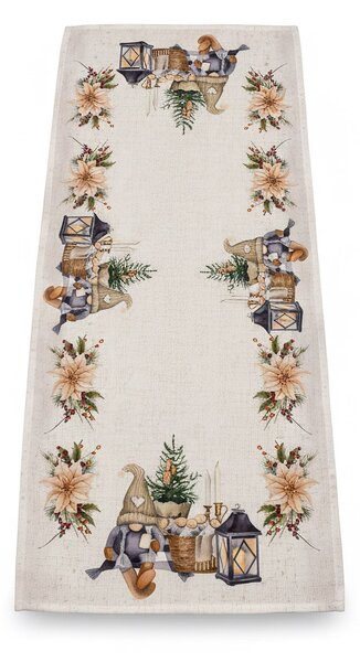 Forbyt kuchyňský ubrus vánoční CYH6060C, skřítek s lucernou, béžová 40x90cm (obdélník)