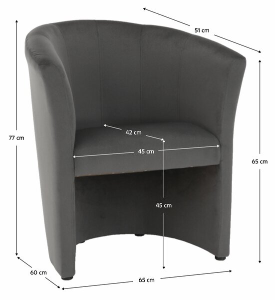 KONDELA Klubové křeslo, šedá látka, CUBA
