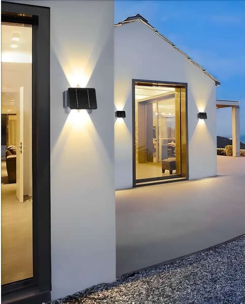 LED Solární nástěnné svítidlo 4xLED/1,5W/3,7V 1500 mAh IP54 černá