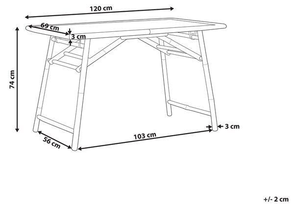 Zahradní jídelní stůl MOLISE 120 cm 69 cm Bambus Světle hnědá