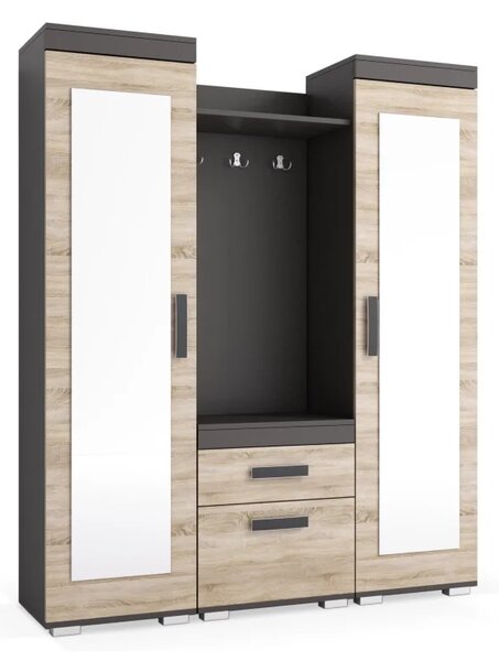 Předsíňová stěna PS24 XL, šedá / sonoma