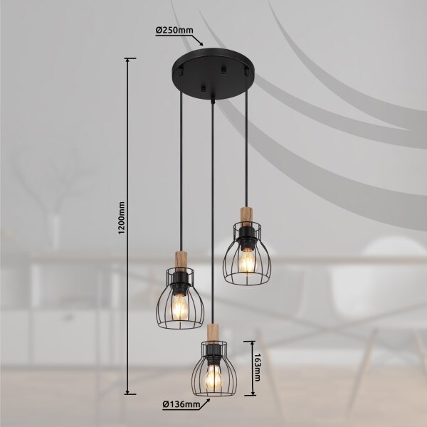 Globo 15326-3H1 - Lustr na lanku MINA 3xE27/40W/230V