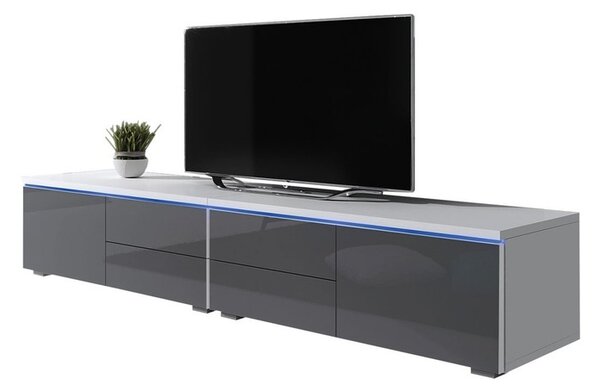 TV stolek Cleo XI Double L+P, Barva: bílý / šedý lesk 5902928370546