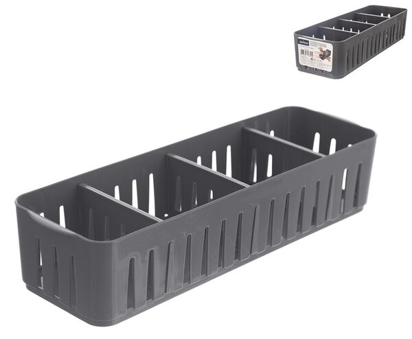 Orion Úložný box, s přepážkami, stohovatelný, šedý, NIKI (4 přepážky), 32 x 10 x 7 cm