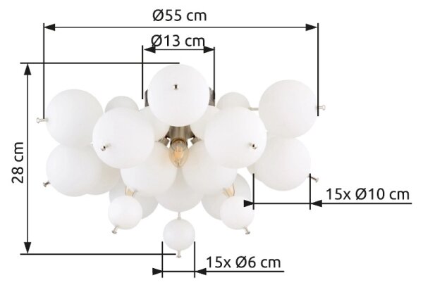 Globo 15633DO - Přisazený lustr UDO 3xE14/25W/230V pr. 55 cm bílá