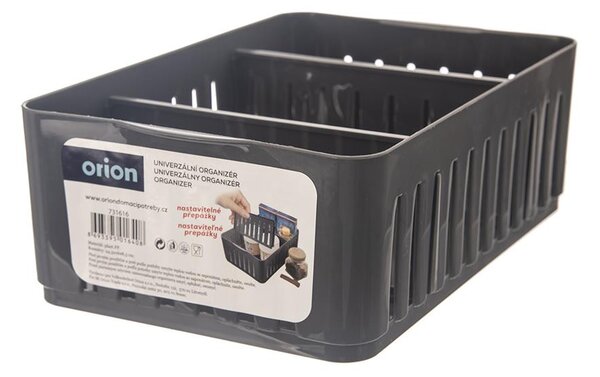 Orion Úložný box, s přepážkami, stohovatelný, šedý, NIKI (3 přepážky), 23 x 16 x 8 cm