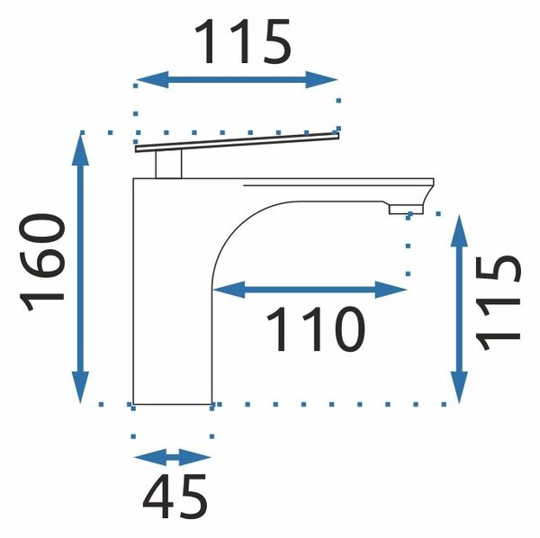 Rea Berg, umyvadlová baterie h-160, zlatá lesklá, REA-B2041