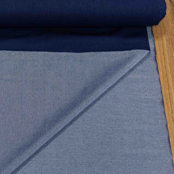 Směsový úplet 2530_027 DENIM, jednobarevný modrý, vzhled rifloviny, š.150cm (látka v metráži)