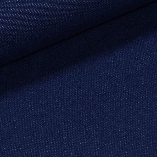 Směsový úplet 2530_027 DENIM, jednobarevný modrý, vzhled rifloviny, š.150cm (látka v metráži)