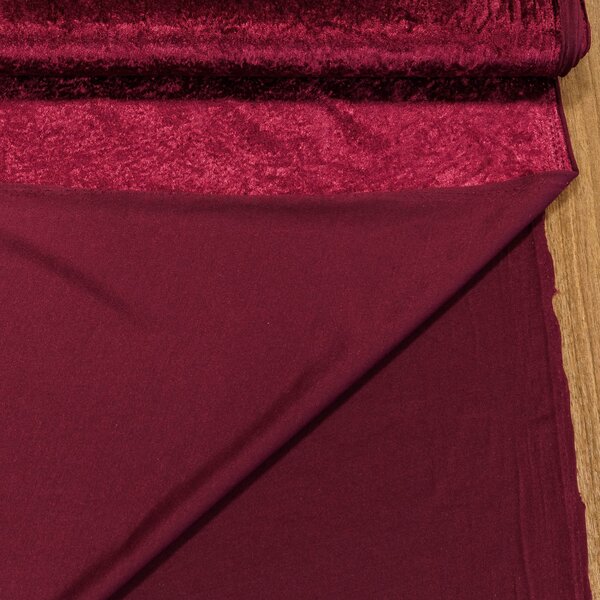 Polyesterový samet VELVET 83 UNI jednobarevný vínový š.150cm (látka v metráži)