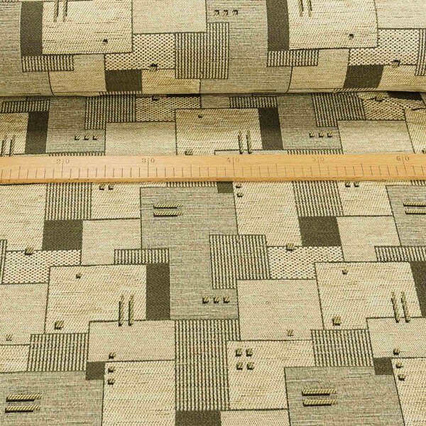 Potahová látka VITA 15/56, geometrický vzor, khaki-béžová, š.140cm (látka v metráži)