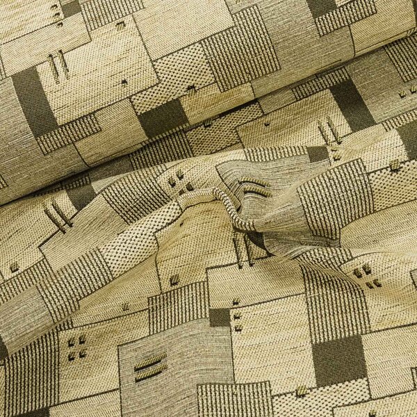 Potahová látka VITA 15/56, geometrický vzor, khaki-béžová, š.140cm (látka v metráži)