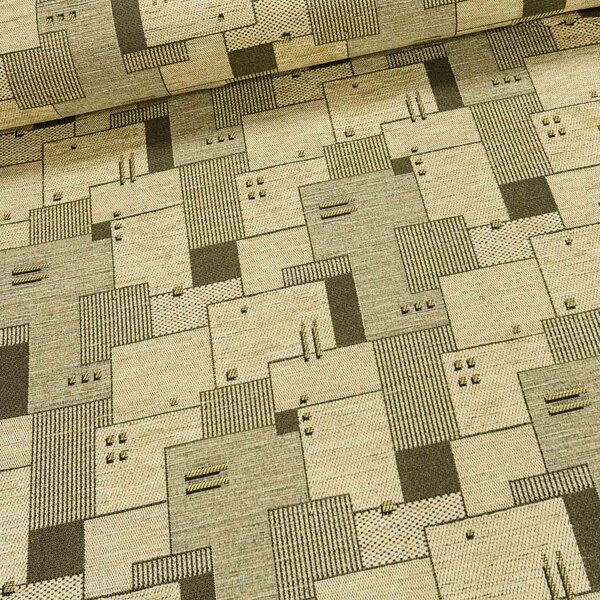 Potahová látka VITA 15/56, geometrický vzor, khaki-béžová, š.140cm (látka v metráži)