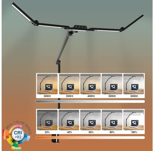 LED Stmívatelná flexibilní stolní lampa LED/24W/230V 3000-6500K CRI 92 černá