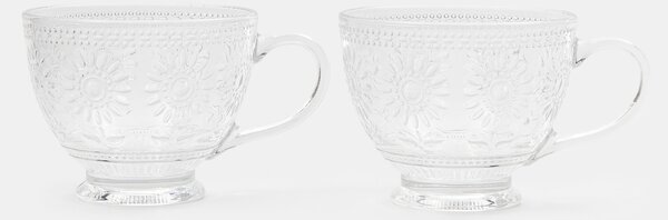 Sinsay - Skleněné šálky s reliéfním květinovým vzorem 2 pack - clear
