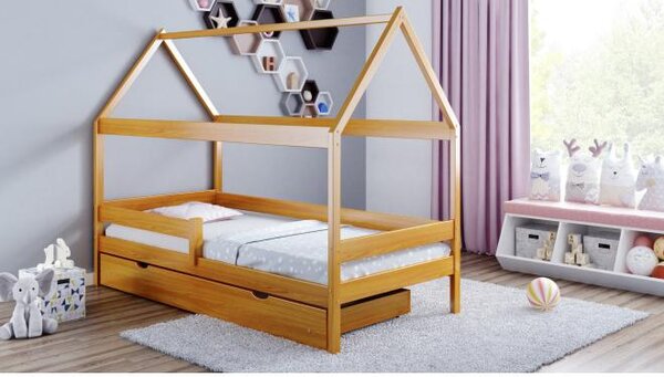 Postýlky a postele - Jednolůžková dětská postel domeček - 190x90 cm Bez šuplíku Olše Standardní bariéry