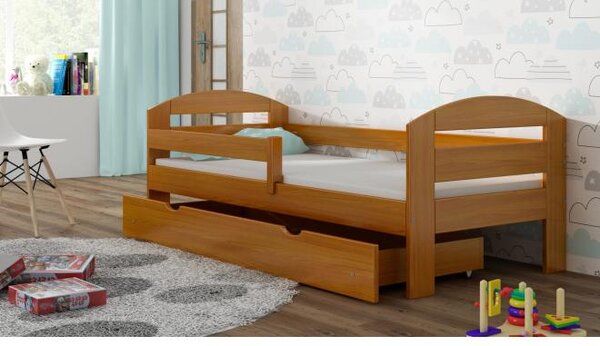 Postýlky a postele - Dřevěná dětská postel - 190x80 cm Bez šuplíku Borovice Standardní bariéry