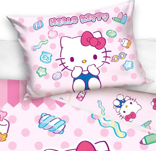 Carbotex povlečení do postýlky HELLO KITTY SLADKÉ SNĚNÍ, růžové, bavlna hladká, 100x135cm + 40x60cm