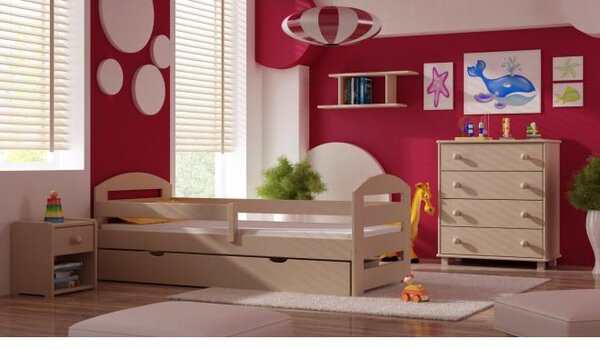 Postýlky a postele - Dětská jednolůžková postel - 180x80 cm Bez šuplíku Bílá Standardní bariéry