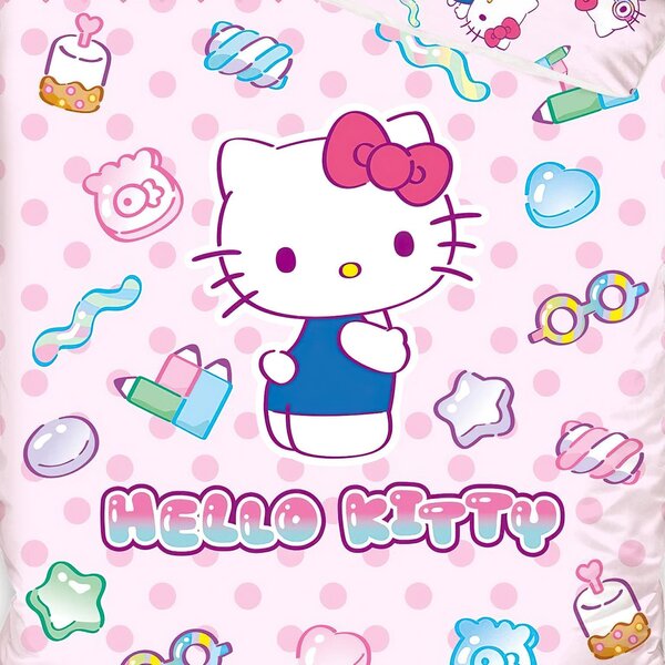 Carbotex povlečení do postýlky HELLO KITTY SLADKÉ SNĚNÍ, růžové, bavlna hladká, 100x135cm + 40x60cm