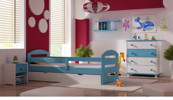 Postýlky a postele - Jednolůžková dřevěná postel pro děti - 190x90 cm Bez šuplíku Bílá Standardní bariéry