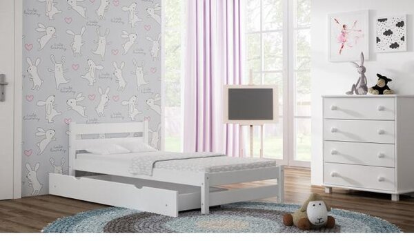 Postýlky a postele - Dřevěná jednolůžková postel pro děti - 160x80 cm Bez bariéry Bez šuplíku Čokoláda