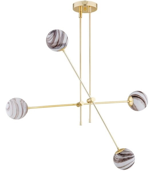 Argon 1840 - Lustr na tyči ABSOS 4xE14/7W/230V alabastr zlatá