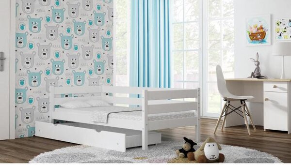 Postýlky a postele - Dřevěná jednolůžková postel pro děti - 160x80 cm Bez bariéry Bez šuplíku Zelená