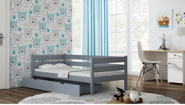 Postýlky a postele - Jednolůžková dětská postel - 190x90 cm Bez šuplíku Bílá Dodatečná odnímatelná bariéra