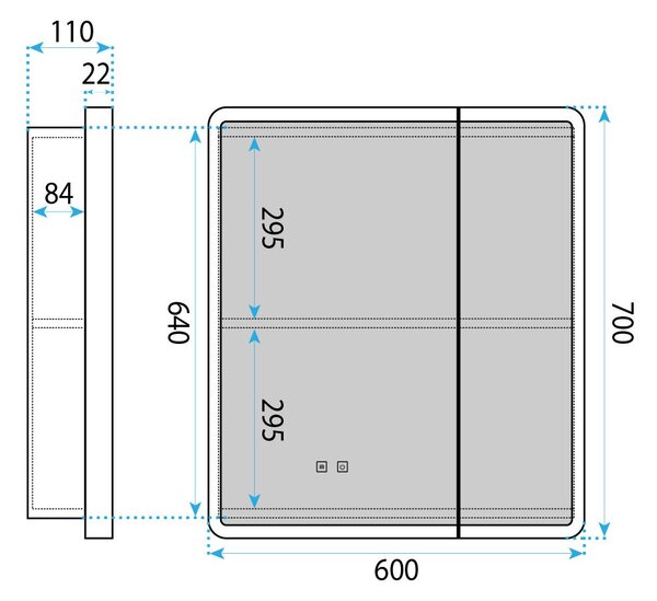 Zrcadlová skříňka s LED osvětlením M1011-60 60x70