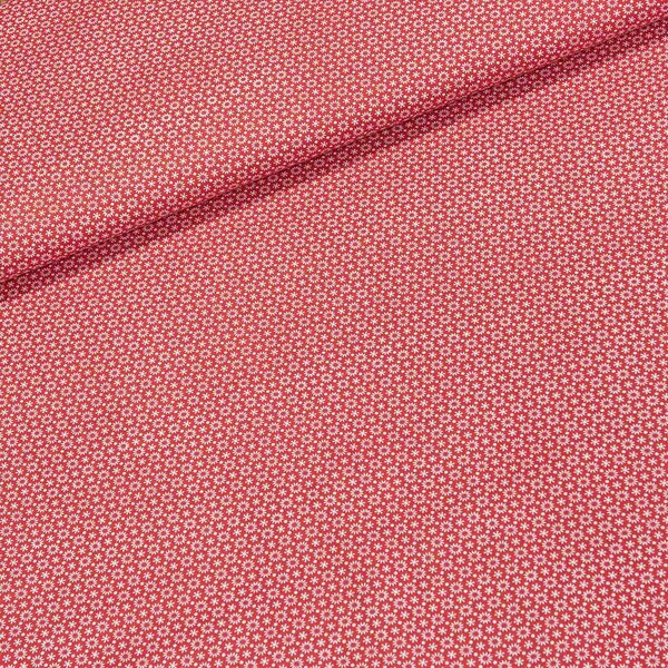 Bavlněné plátno 103000/2088 RED, bílé kvítky na červené, š.140cm (látka v metráži)