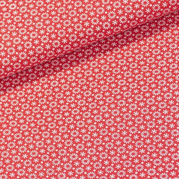 Bavlněné plátno 103000/2088 RED, bílé kvítky na červené, š.140cm (látka v metráži)