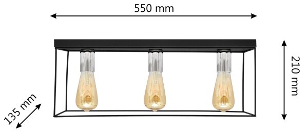 Stropní svítidlo FINN 3xE27/15W/230V černá/chrom