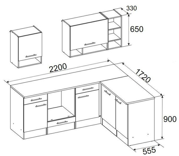 ROHOVÁ KUCHYŇ Respekta - Online Only kuchyňské linky, Online Only