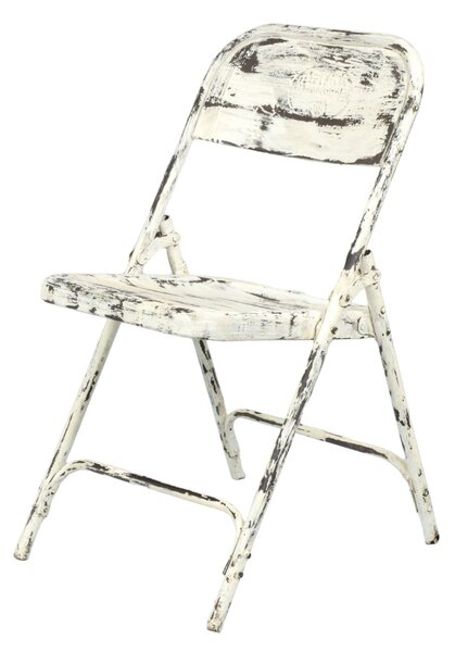 Kovová skládací židle, bílá patina, 45x55x80cm (AV)