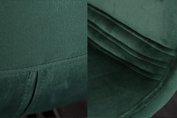 FurniGO Designová židle Amsterdam samet smaragdově zelená