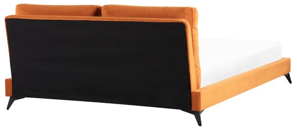 Postel Umělý samet MELLE 180 x 200 cm Oranžová