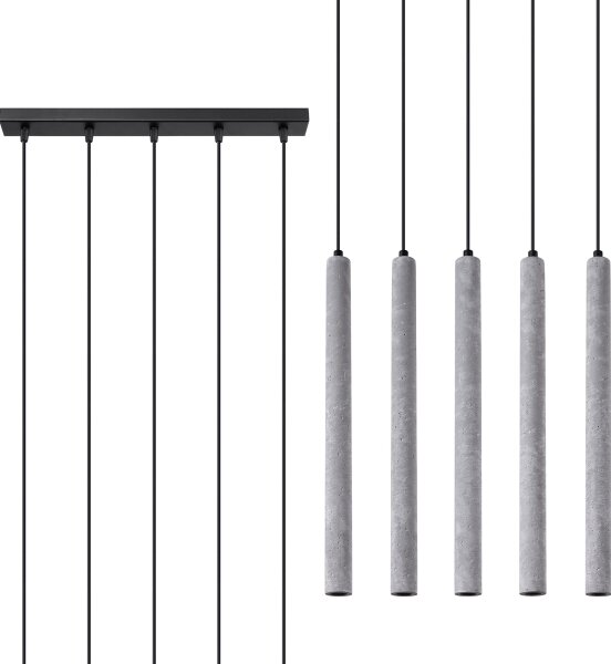 Sollux SL.1274 - Lustr na lanku PASTELO 5xG9/8W/230V beton