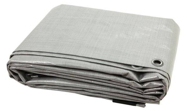 Ochranná plachta - 160 g/m², vodotsná a odolná proti protrení, s hliníkovými oky, edá, 4 x 5 m, oboustrann potaená - plachta na ochranu deva