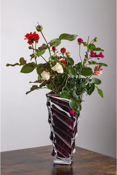 KŘISTÁLOVÁ VÁZA BOHEMIA CASABLANCE BURGUNDY 305MM