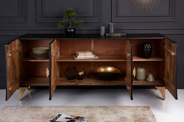 Designová komoda Venetia 177 cm černo-zlatá
